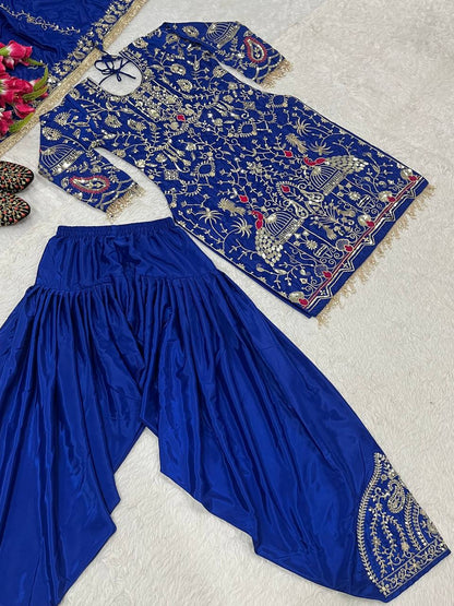 Designer Party Wear Look Top  Dhoti Salwar and Dupatta