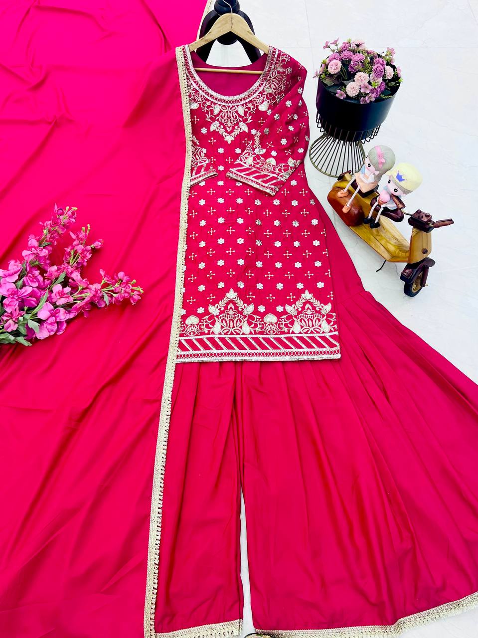 Designer Party Sharara Suit & Dupatta Set