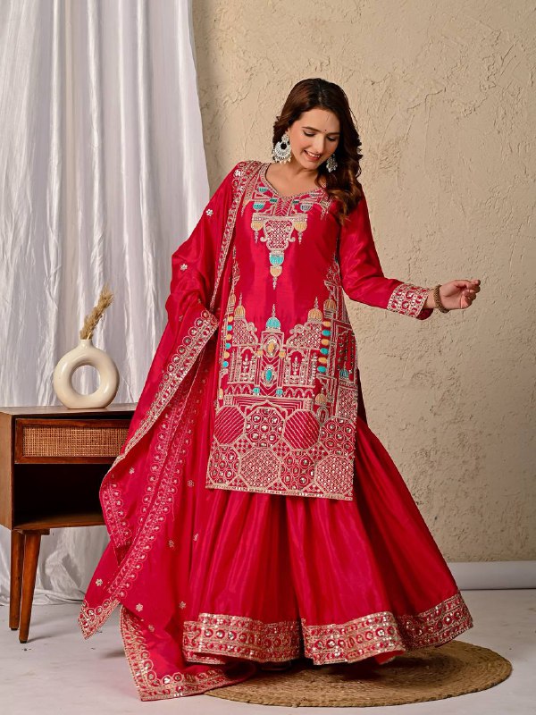 Designer Party Wear Look Top , Sharara Plazzo  and Dupatta