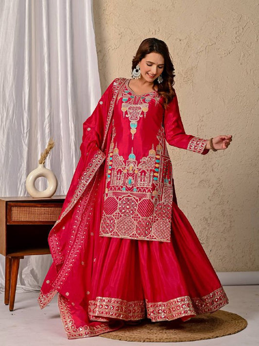 Designer Party Wear Look Top , Sharara Plazzo  and Dupatta