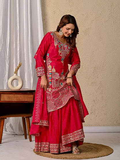 Designer Party Wear Look Top , Sharara Plazzo  and Dupatta