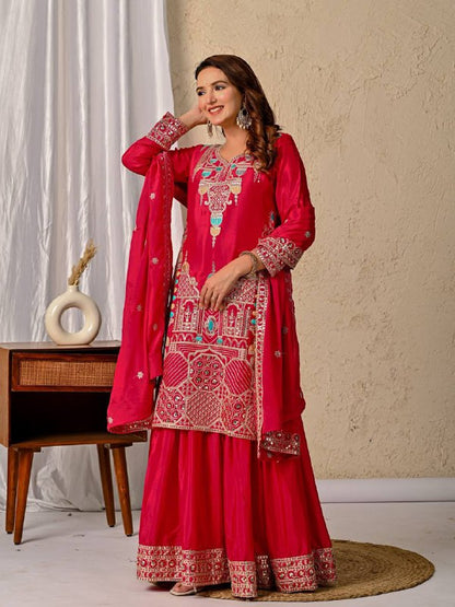 Designer Party Wear Look Top , Sharara Plazzo  and Dupatta