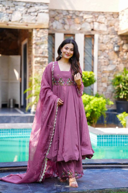 Designer Collection Gown-Duppta And Pant Set Ready To Wear