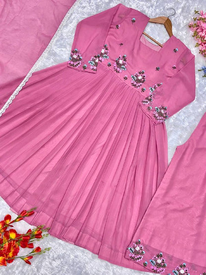 Designer Collection Gown-Duppta And Pant Set Ready To Wear
