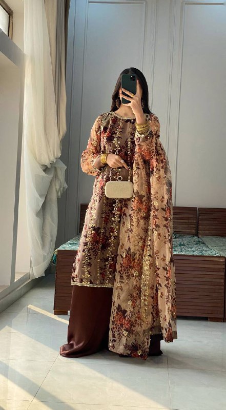 Festival Collection With Faux Georgette And Heavy Embroidery Sequence Work Top-Plazo And Dupatta Set Fully Stitched Ready To Wear