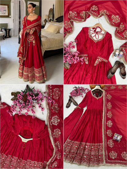 NEW RED DESIGNER ANARKALI GOWN