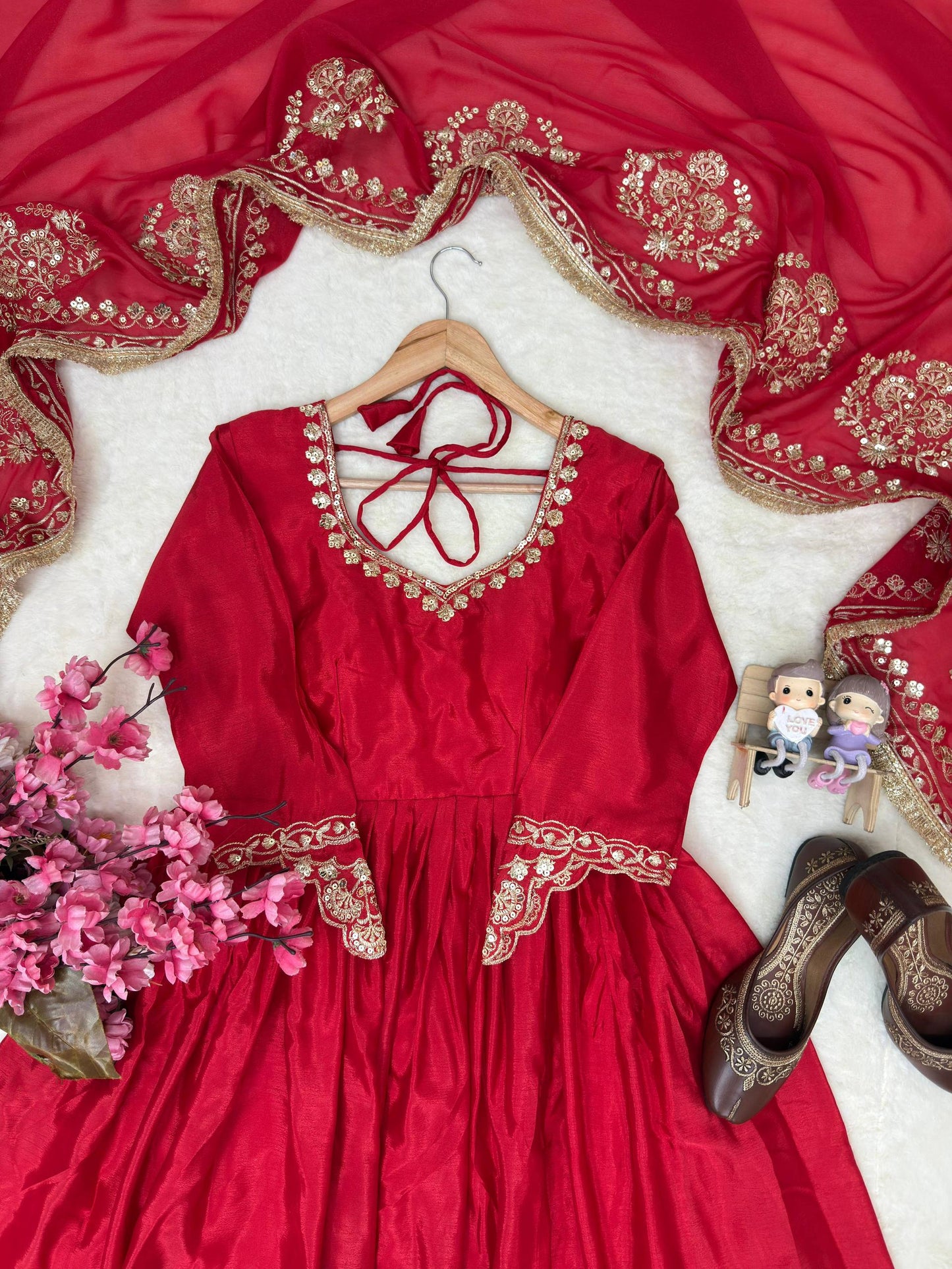 NEW RED DESIGNER ANARKALI GOWN