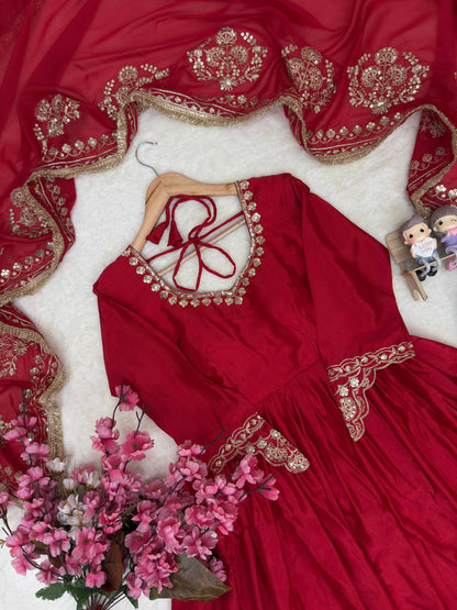NEW RED DESIGNER ANARKALI GOWN