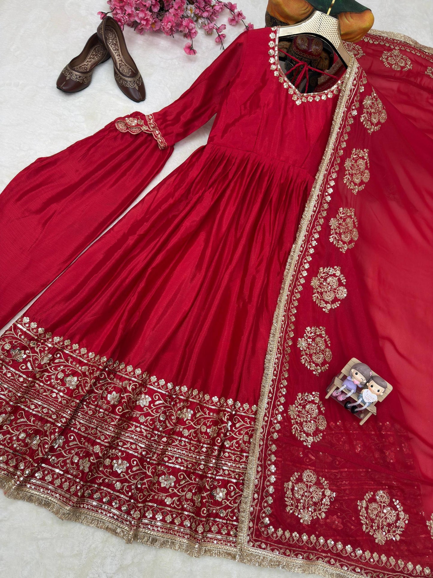 NEW RED DESIGNER ANARKALI GOWN