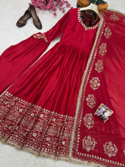 NEW RED DESIGNER ANARKALI GOWN