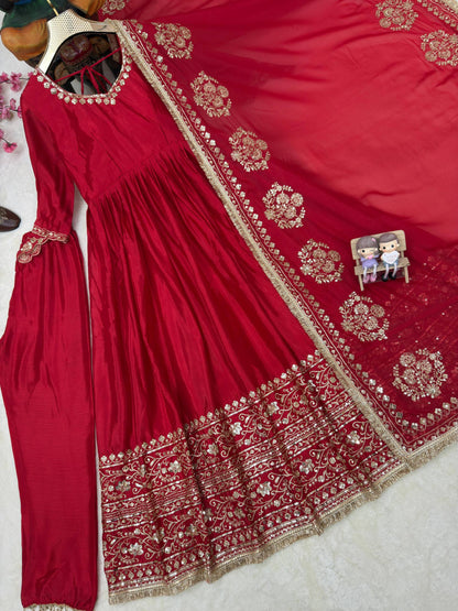 NEW RED DESIGNER ANARKALI GOWN