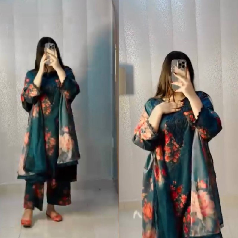 Elegant Embroidered Work and Beautiful Digital Print Work Set