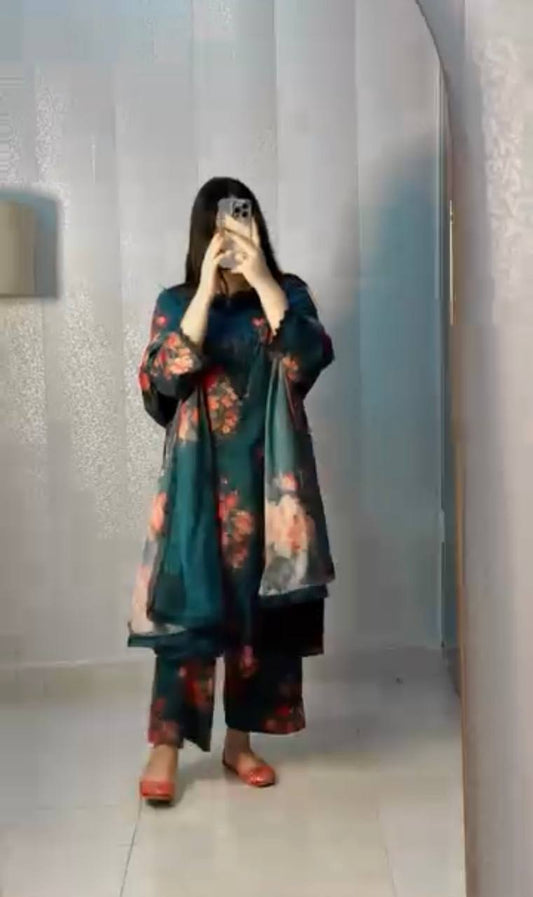 Elegant Embroidered Work and Beautiful Digital Print Work Set
