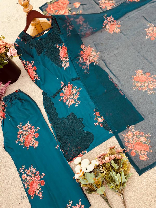 Elegant Embroidered Work and Beautiful Digital Print Work Set