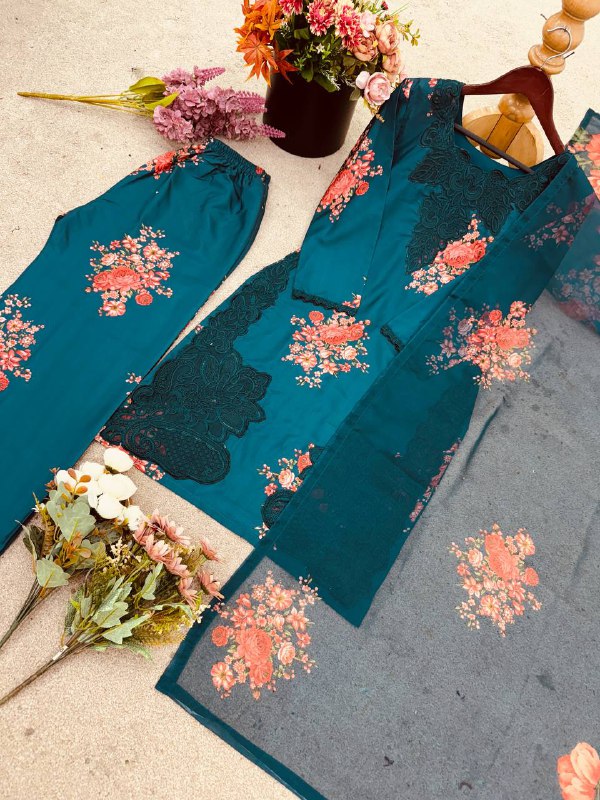 Elegant Embroidered Work and Beautiful Digital Print Work Set