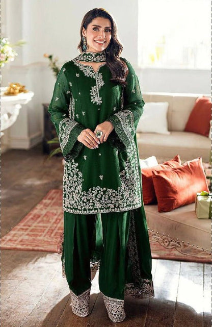 DESIGNER HEAVY FRANCH CRAP EMBROIDERED SEQUENCE WORK WITH FANCY TOP-PLAZZO DUPATTA SET