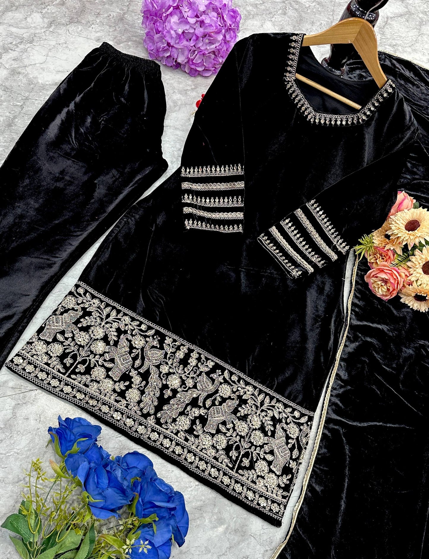 NEW ĐĚSIGNER PARTY WEAR TOP AND PANT WITH FANCY DUPPATA AND EMBROIDERY WORK single available wholesale