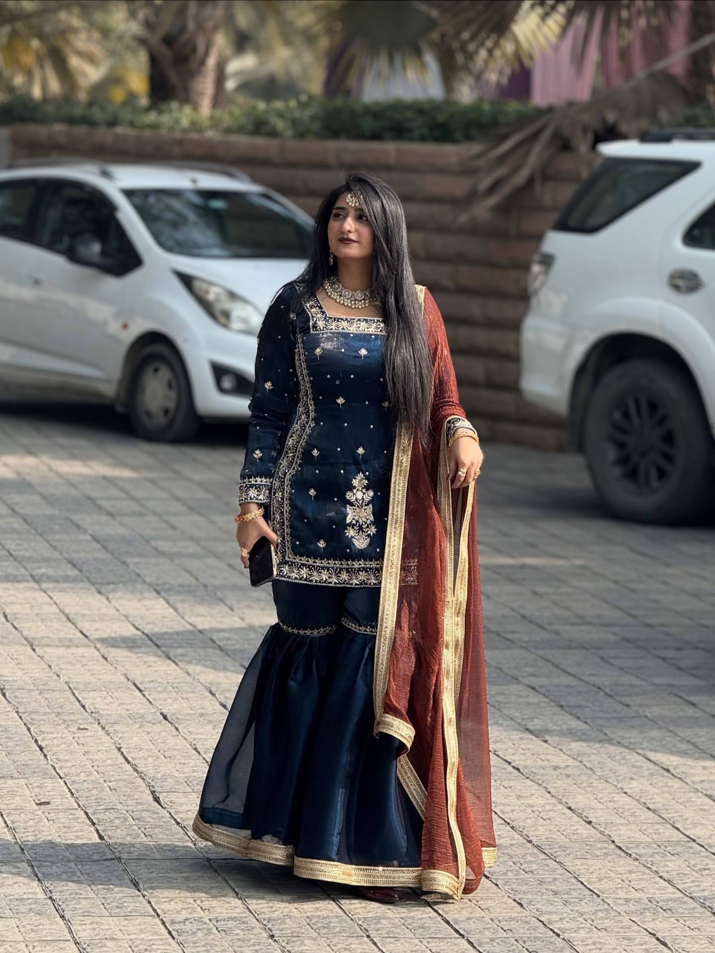 Designer Party Top Pallazo & Dupatta Set