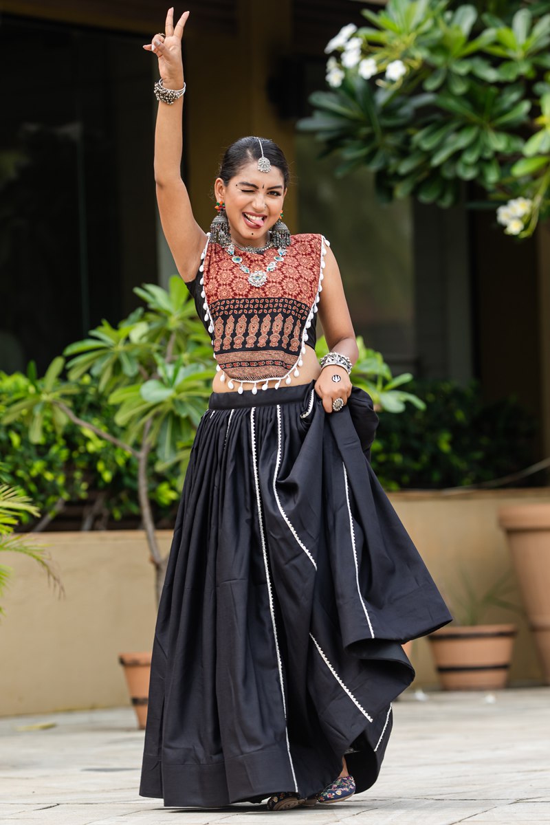 Navratri Lehenga With Pure Hand Printed Cotton Design In Your Garba Collection To Make Imperial Impressions On Garba Night