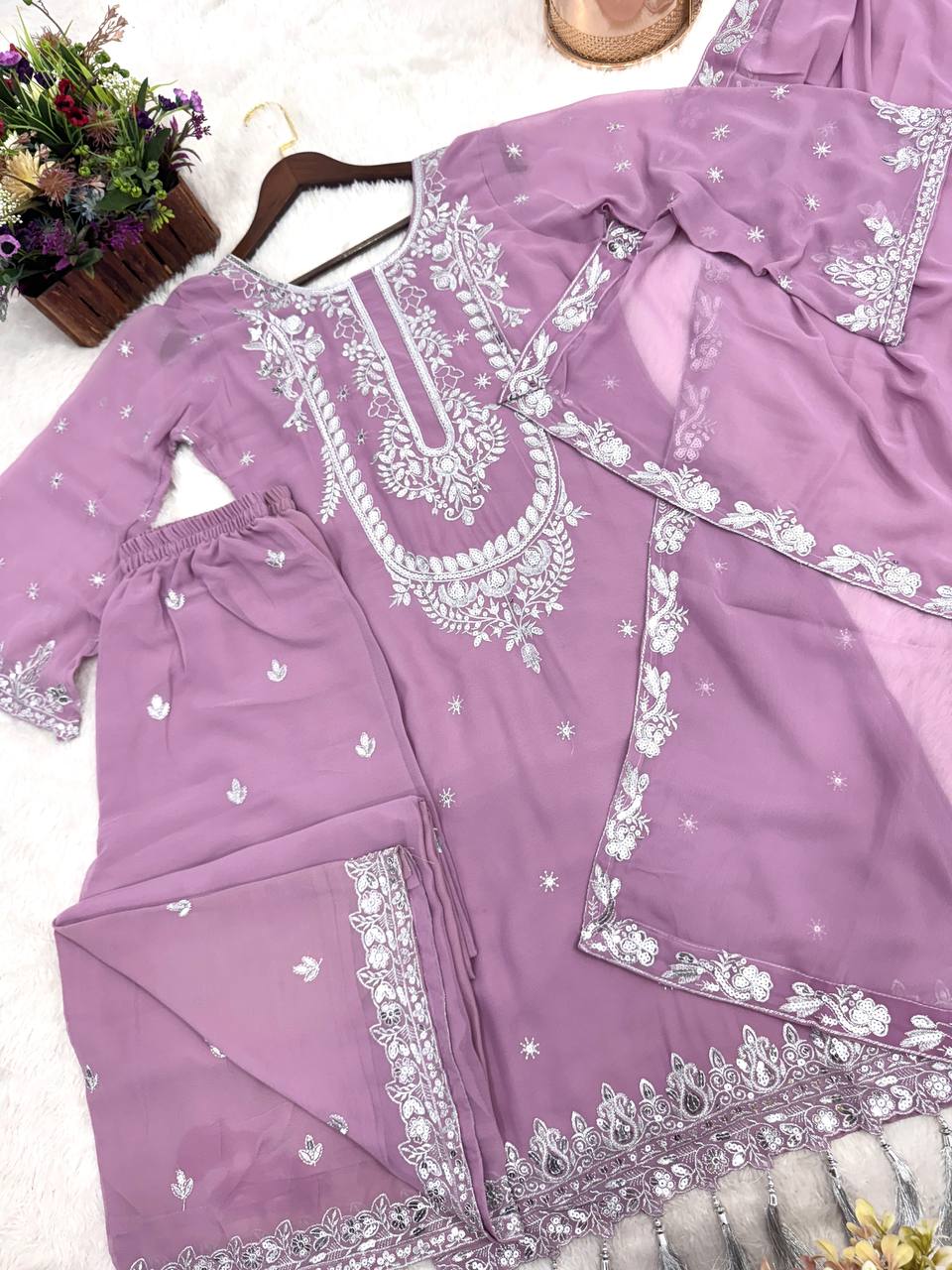 STYLISH KURTI DUPATTA WITH BEAUTIFUL PLAZZO single available wholesale