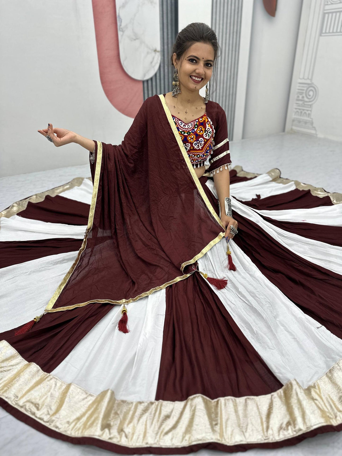 Navratri Special Pure Cotton Lehenga Choli with 6 Meter Big Flair