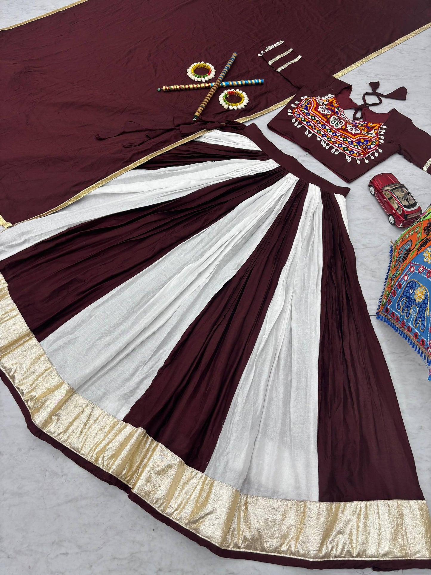 Navratri Special Pure Cotton Lehenga Choli with 6 Meter Big Flair