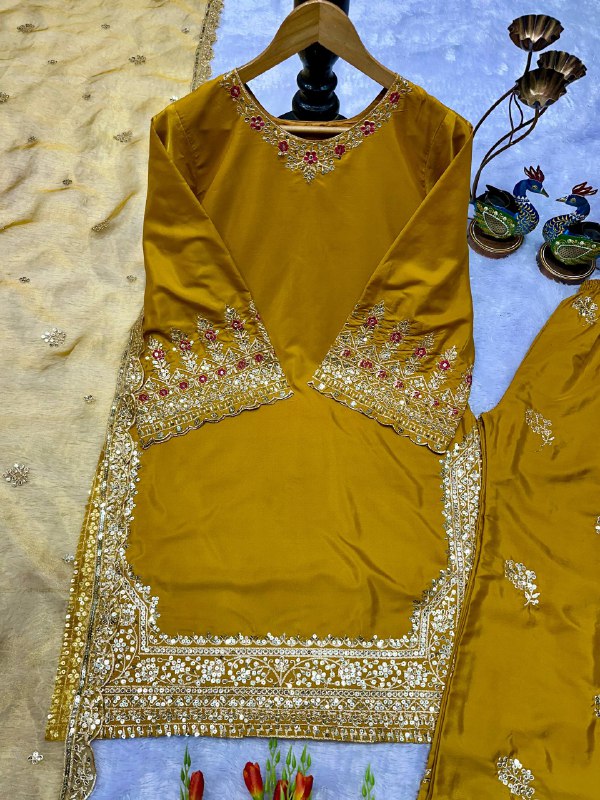 PARTY WEAR TOP AND PLAZO . WITH FANCY DUPPATA AND EMBROIDERY WORK