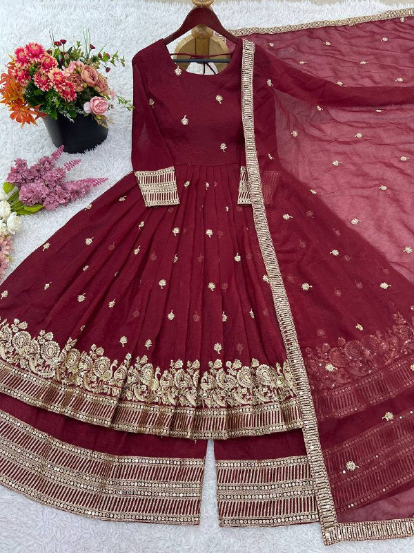 Elegant Heavy Embroidered Sequence Work Set suit salwar plazo