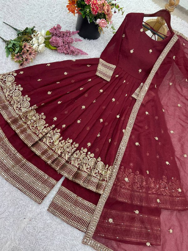 Elegant Heavy Embroidered Sequence Work Set suit salwar plazo