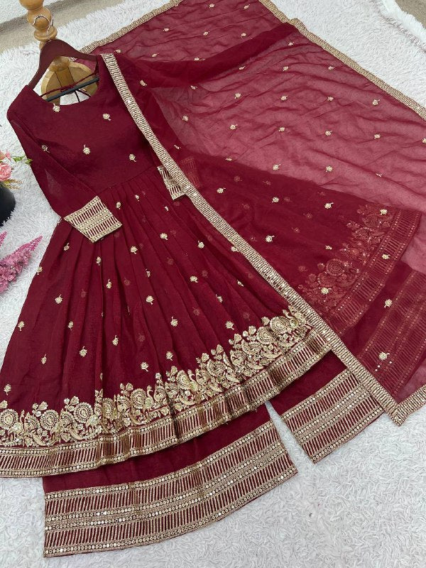 Elegant Heavy Embroidered Sequence Work Set suit salwar plazo