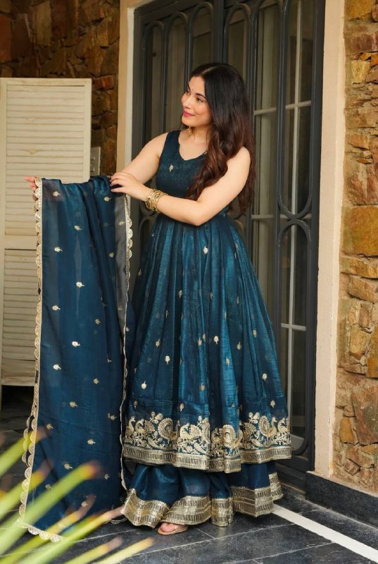 Elegant Heavy Embroidered Sequence Work Set suit salwar plazo