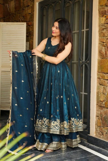 Elegant Heavy Embroidered Sequence Work Set suit salwar plazo