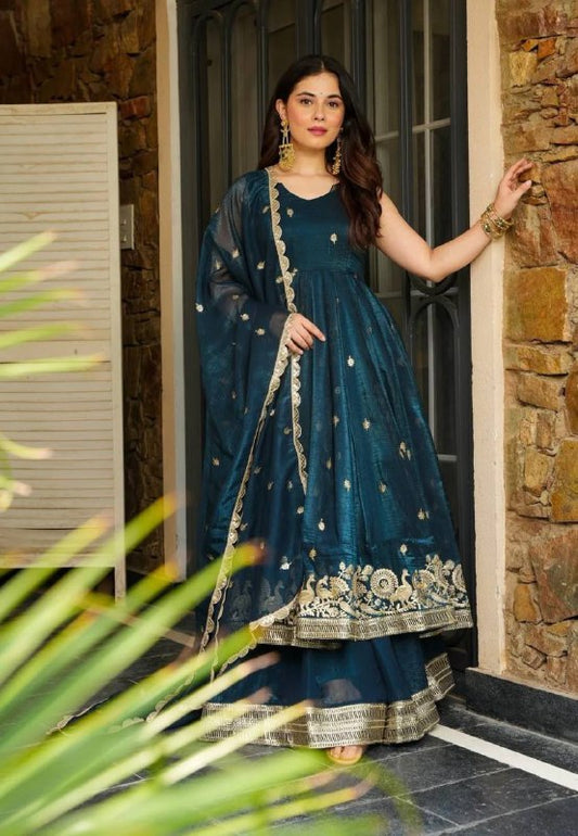 Elegant Heavy Embroidered Sequence Work Set suit salwar plazo