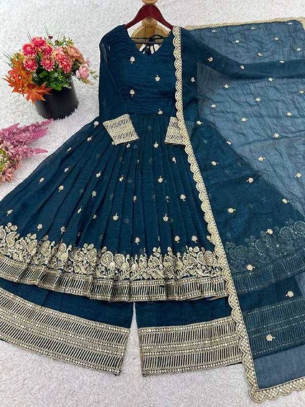 Elegant Heavy Embroidered Sequence Work Set suit salwar plazo