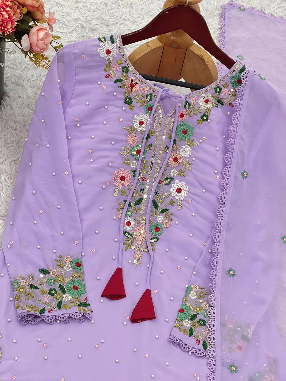 Designer Party Wear Look Top-Plazzo and Dupatta With Heavy Embroidery Work
