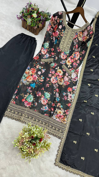 NEW READY TO WEAR COLLECTION FANCY DESIGN WITH DIGITAL PRINTED TOP - PENT WITH  DUPATTA