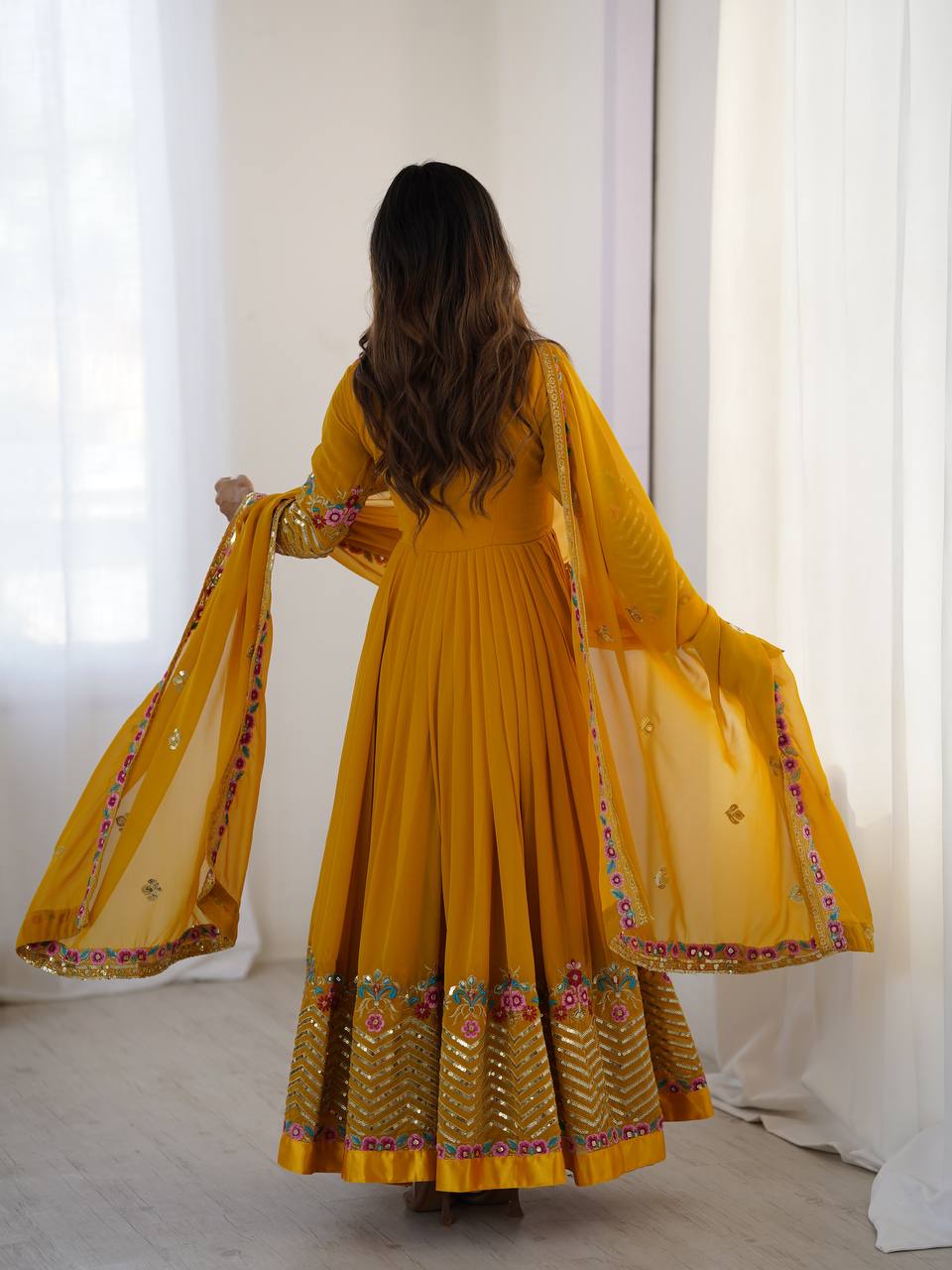 Heavy Designer Party Wear Look Gown-Dupatta in Heavy Multy Thread Embroidery Sequence Work