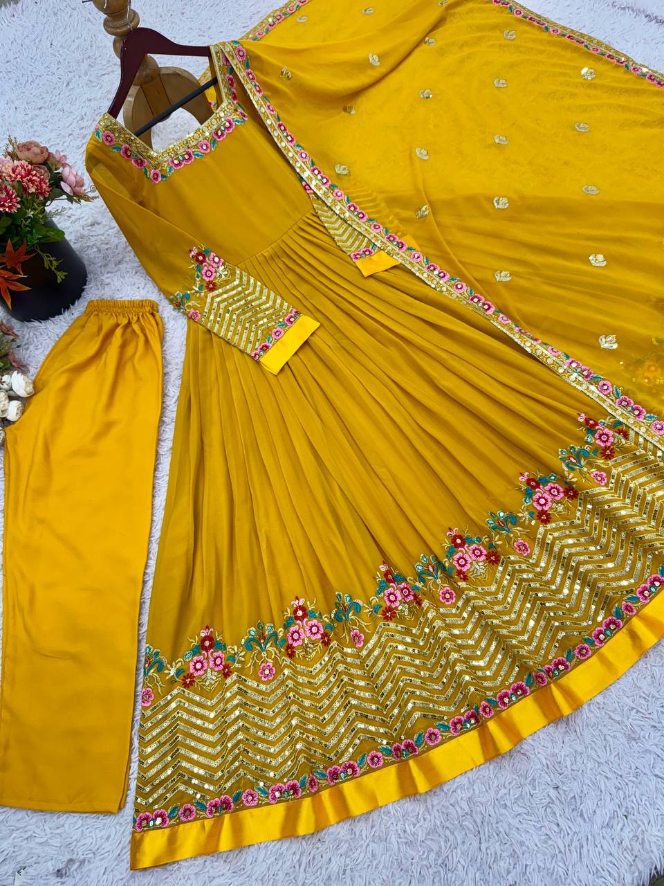 Heavy Designer Party Wear Look Gown-Dupatta in Heavy Multy Thread Embroidery Sequence Work