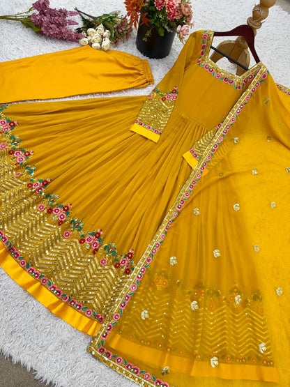 Heavy Designer Party Wear Look Gown-Dupatta in Heavy Multy Thread Embroidery Sequence Work