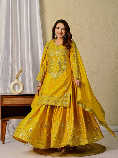 Designer Party Wear Look Top , Sharara Plazzo  and Dupatta