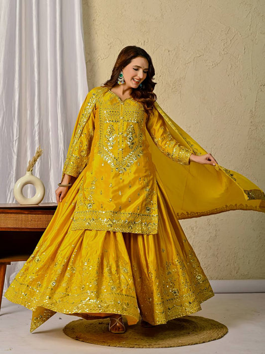 Designer Party Wear Look Top , Sharara Plazzo  and Dupatta
