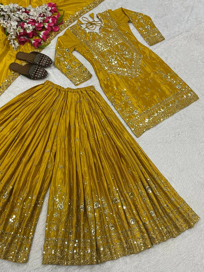 Designer Party Wear Look Top , Sharara Plazzo  and Dupatta