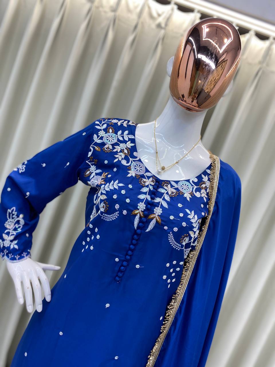 DESIGNER AND MOST TRENDING FARSI SALWAR SUIT IN THREE PIECE WITH EMBROIDERY WORK