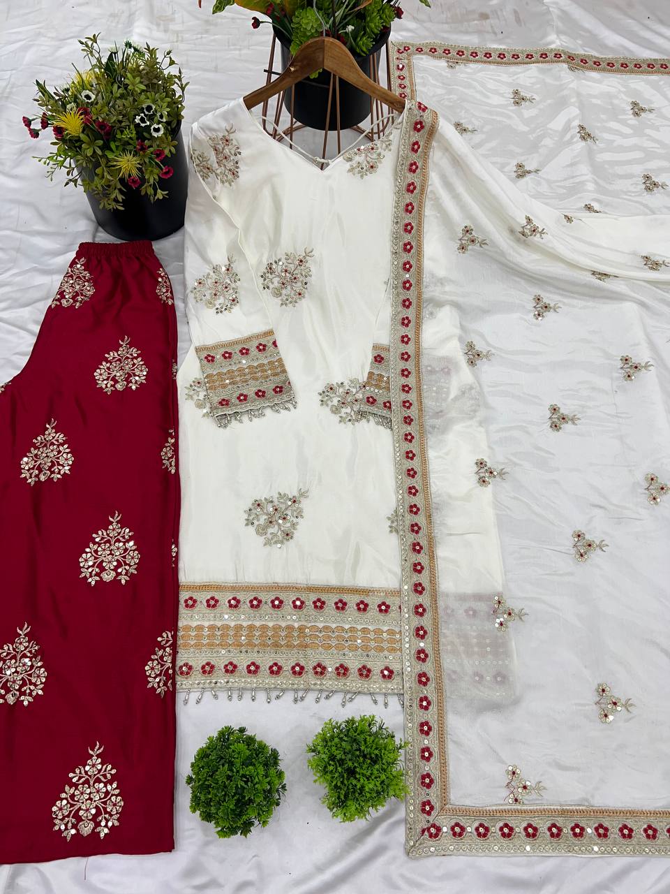 Party Wear Look Top-Bottom and Dupatta With Heavy Embroidery Work