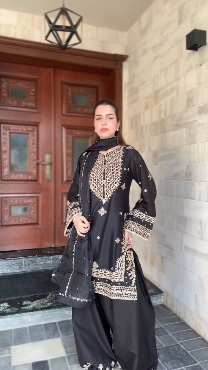top sharara kameez Roman silk