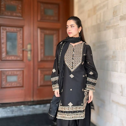 top sharara kameez Roman silk