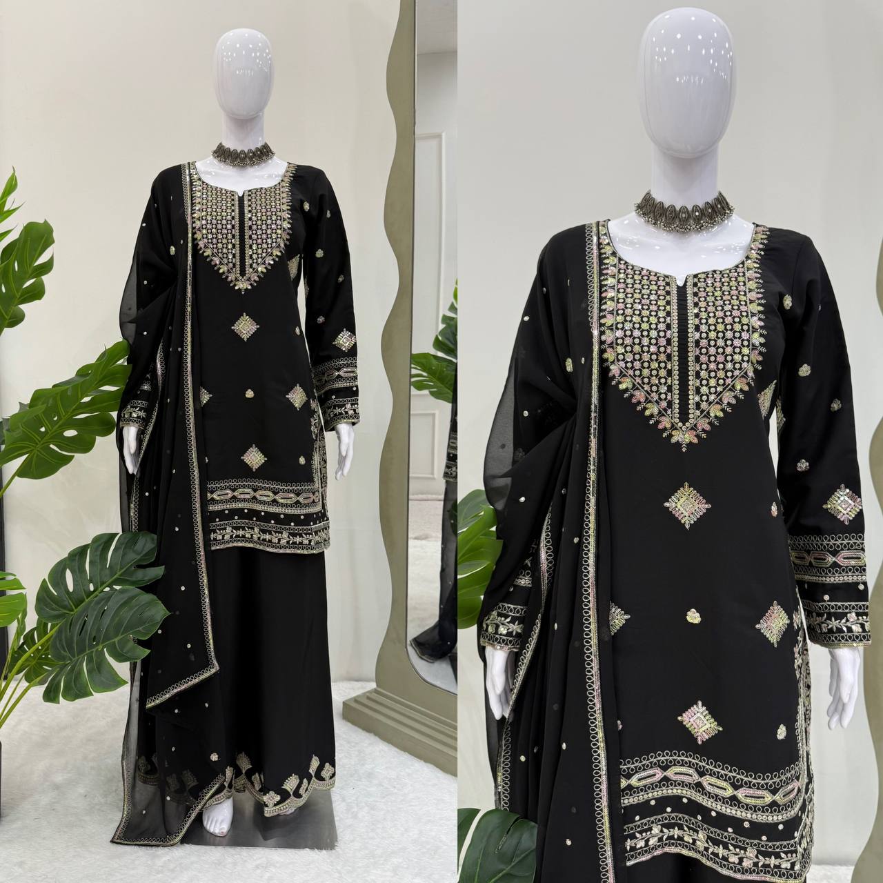 top sharara kameez Roman silk