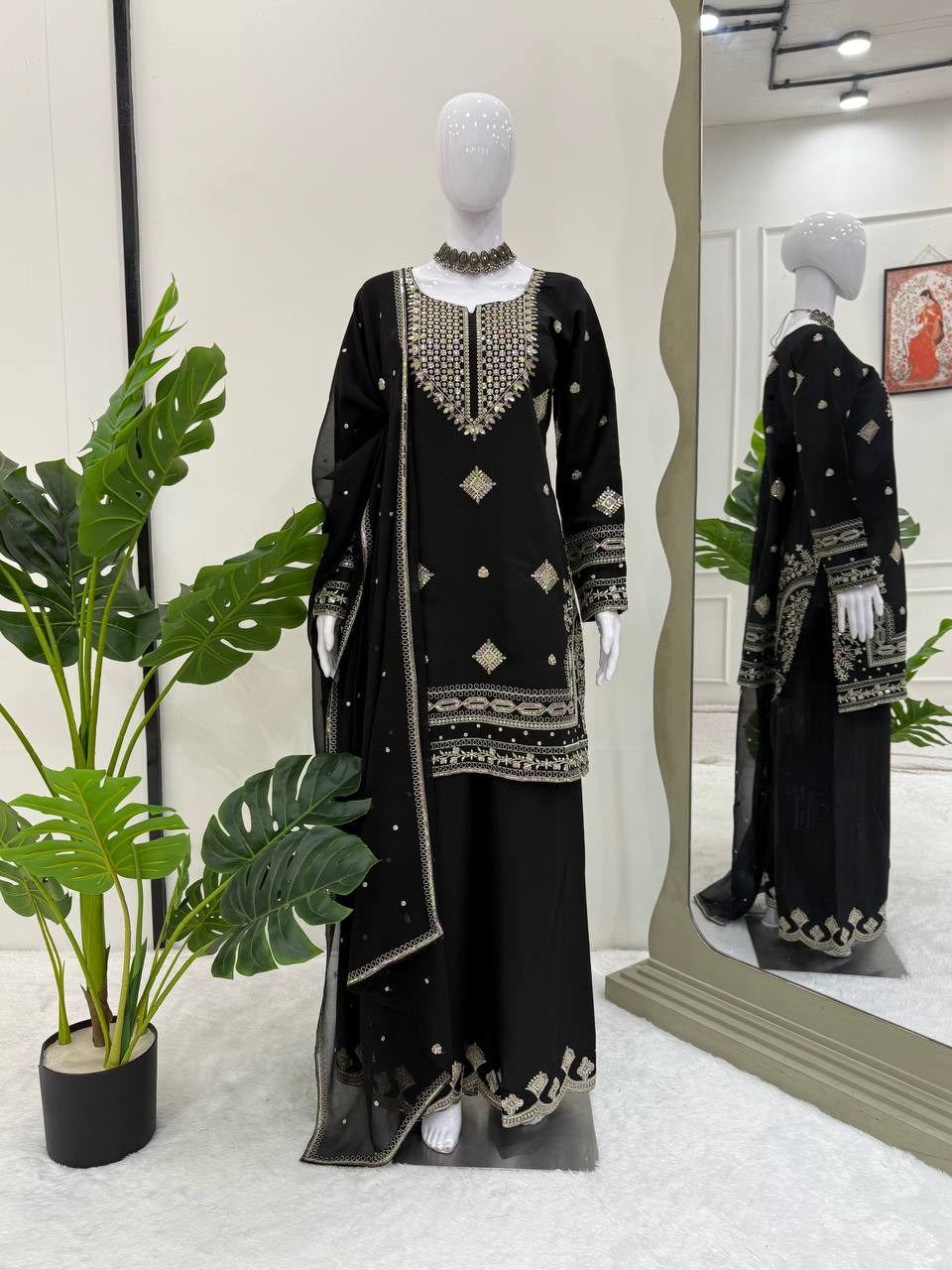 top sharara kameez Roman silk