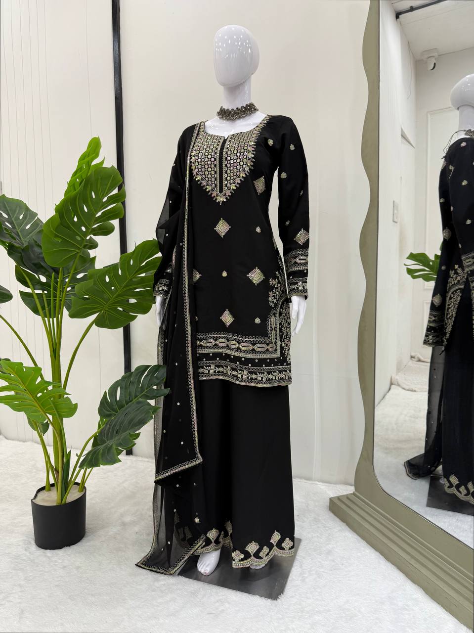 top sharara kameez Roman silk