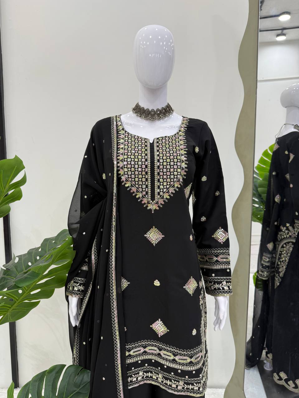 top sharara kameez Roman silk